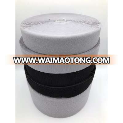 Custom wholesale Nylon Polyester black adhesive plastic hook and loop tape for Garment Home Textile